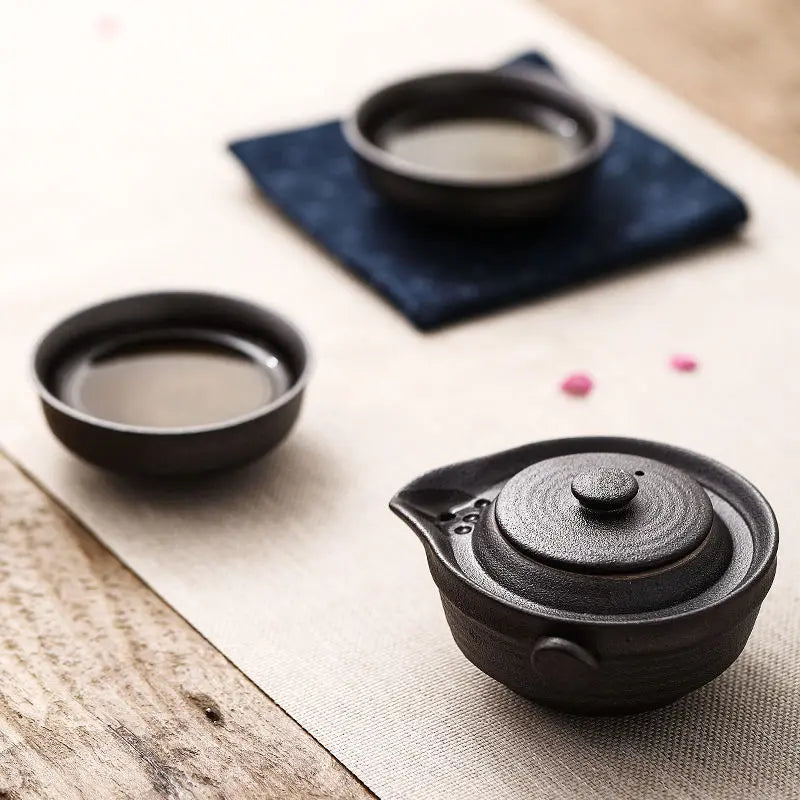 Elegant Chinese Kung Fu Tea Set - 1 Pot & 2 Teacups for Travel