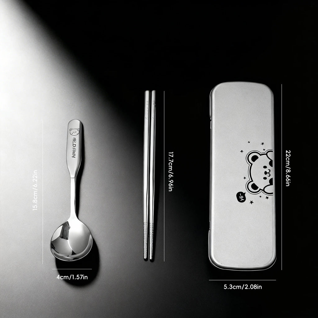 3-Piece Portable Stainless Steel Flatware Set for Kids & Outdoor Dining