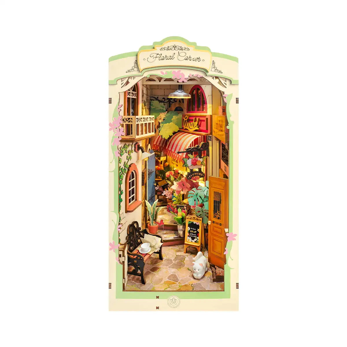 Robotime Rolife Floral Corner Book Nook - DIY 3D Wooden Model