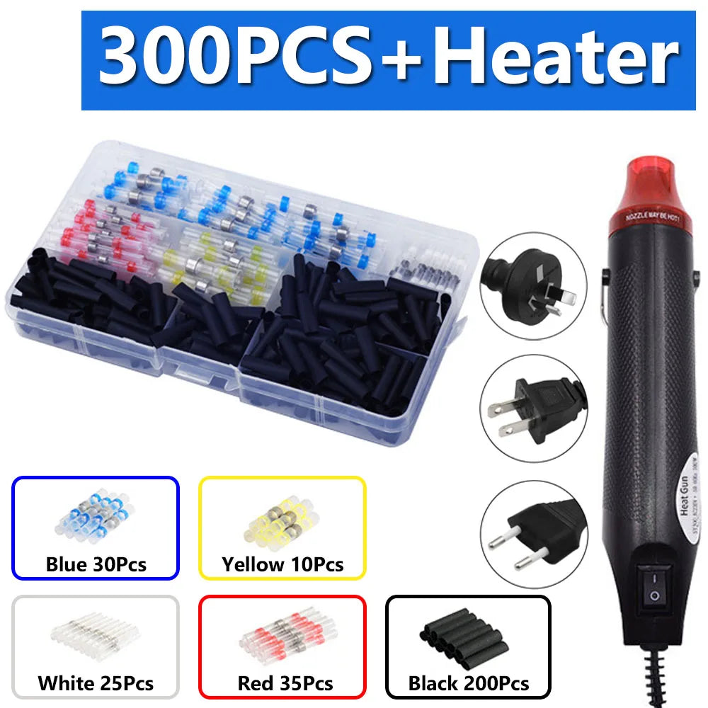 300W Mini Heat Gun with 300PCS Heat Shrink Butt Connectors for Crafts