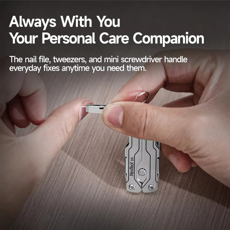 NexTool 8-in-1 Mini Scissors Multitool - Portable EDC Keychain