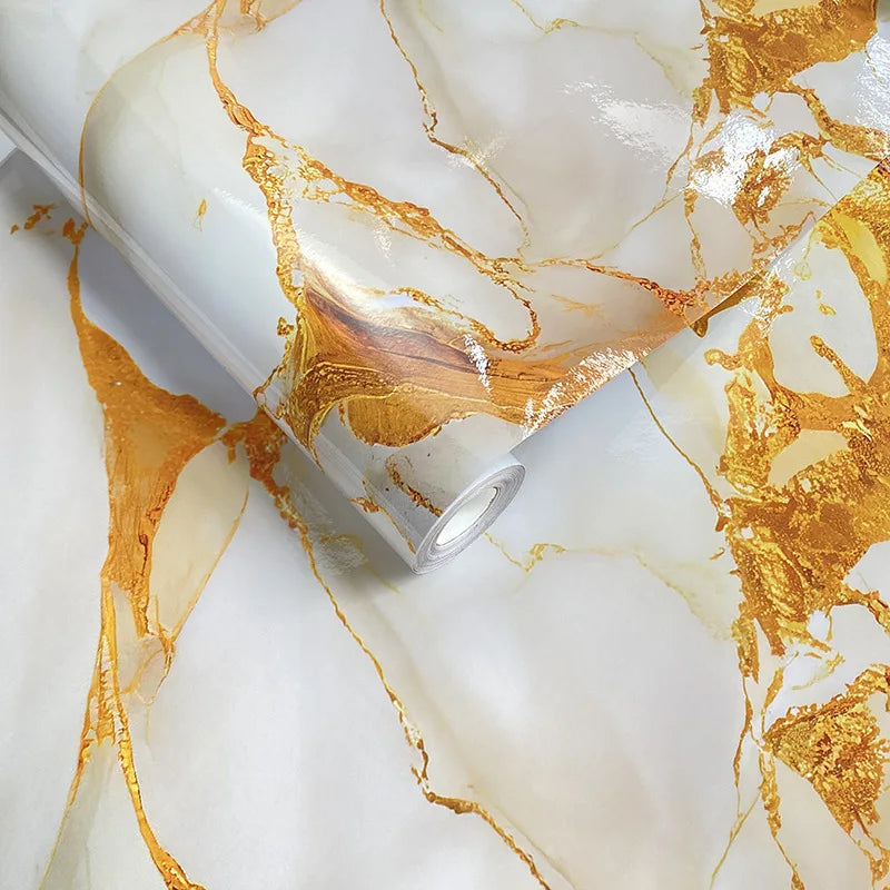 Gilded Marble Waterproof Self-Adhesive Wallpaper for Stylish Interiors