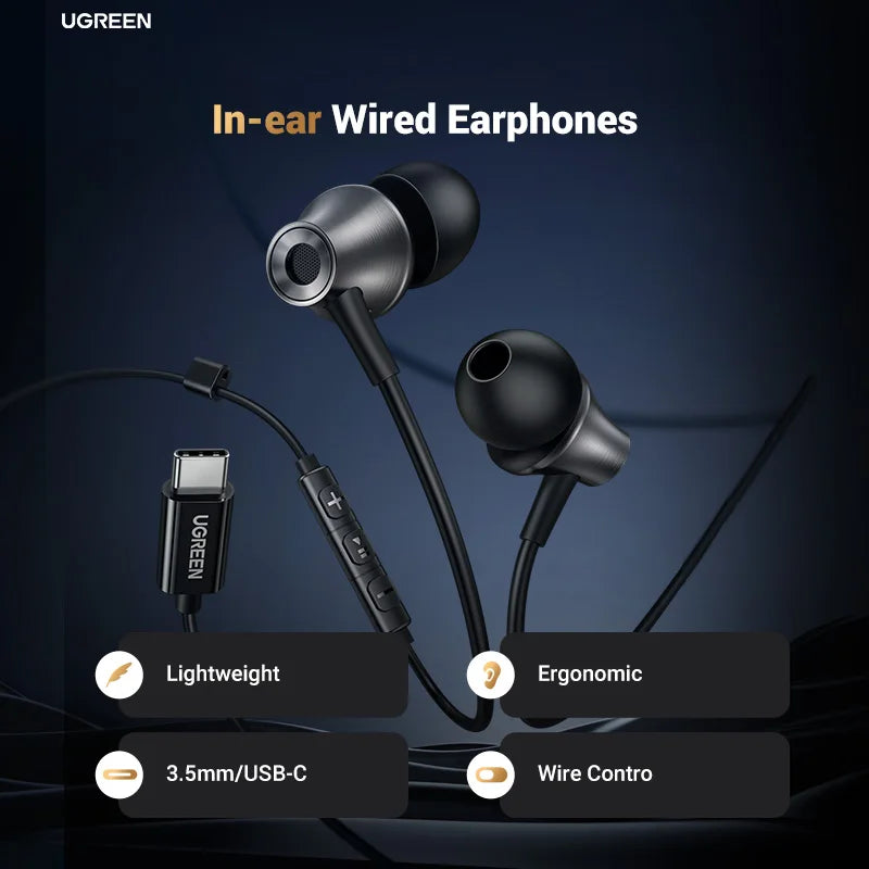 UGREEN HiFi Stereo 3.5mm Earbuds with Microphone - Exceptional Sound