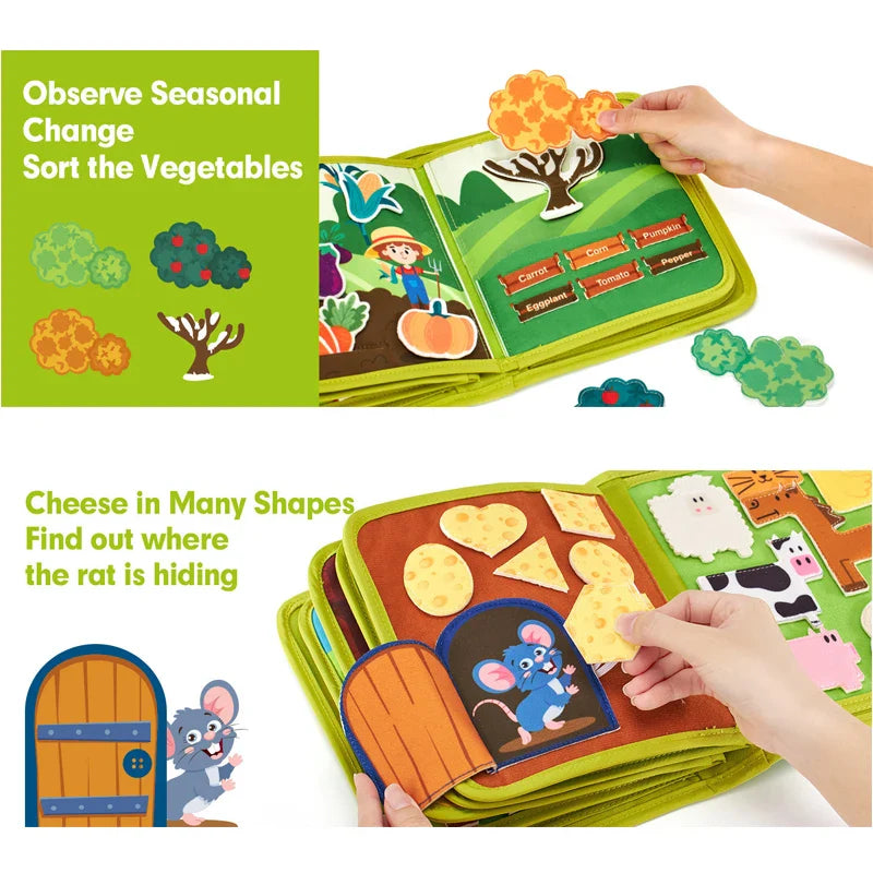 Montessori Farm Animal Cloth Book - Interactive Learning Toy for Toddlers