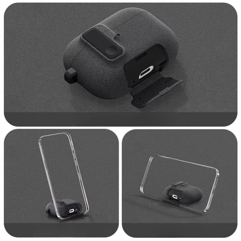 Silicone AirPods Pro 3 Case with Secure Lock & Phone Stand