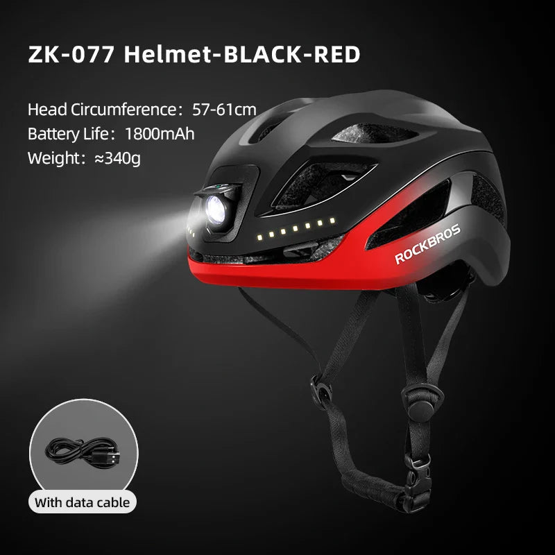 ROCKBROS LED Cycling Helmet - Adjustable & Safe for Night Rides
