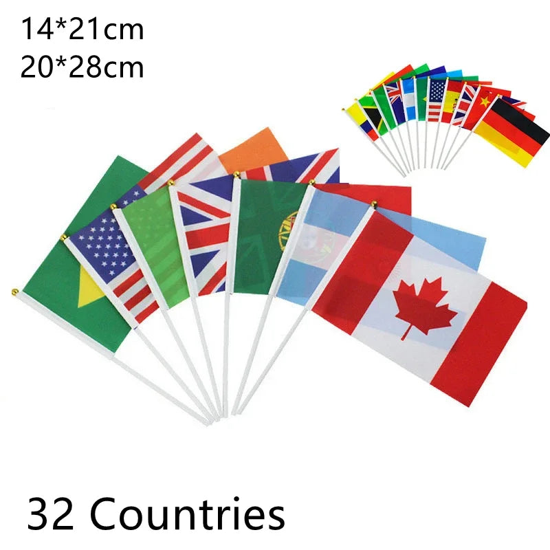 32 National Parade Flags Set – Double-Sided Polyester for Events