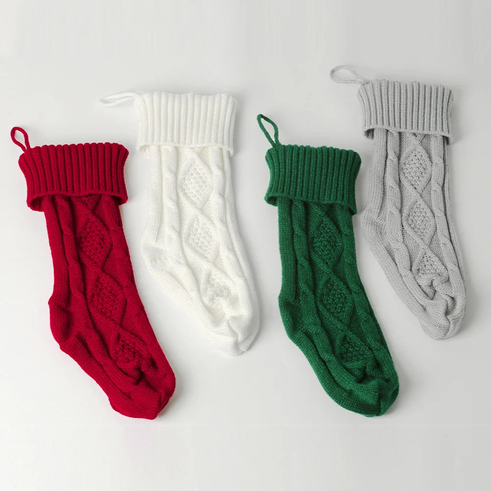 Cozy Knitted Christmas Stocking Gift Bag - Perfect Holiday Decor