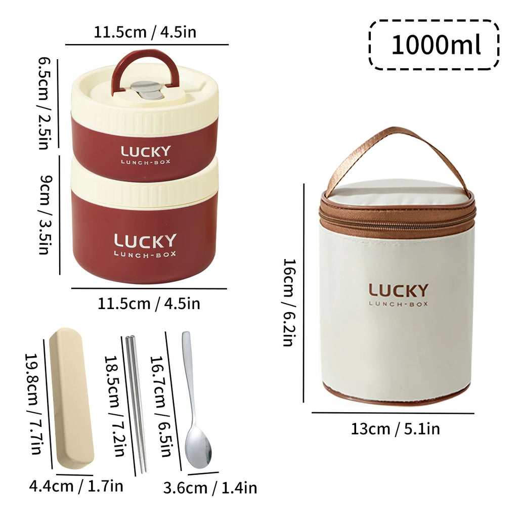 Insulated Bento Lunch Box - Double Layer Leak-Proof Container