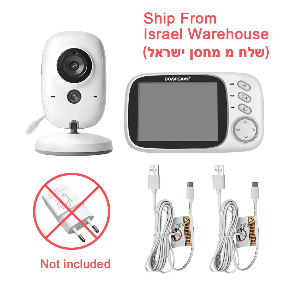 BOAVISION 2.4G Wireless Video Baby Monitor with 3.2" LCD & Night Vision