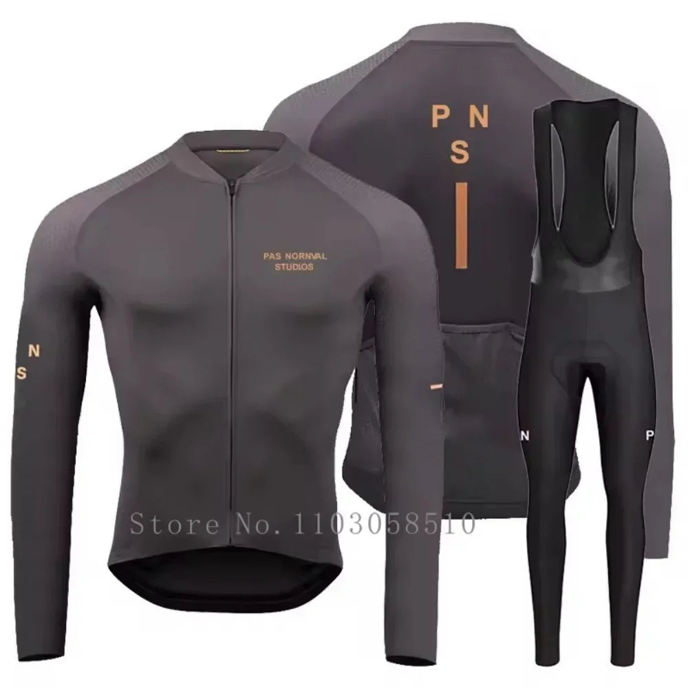PRO Team Men's Breathable Long Sleeve Cycling Jersey & Bib Pants Set