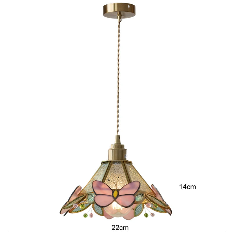 Butterfly Glass Copper LED Pendant Lamp for Modern Indoor Decor