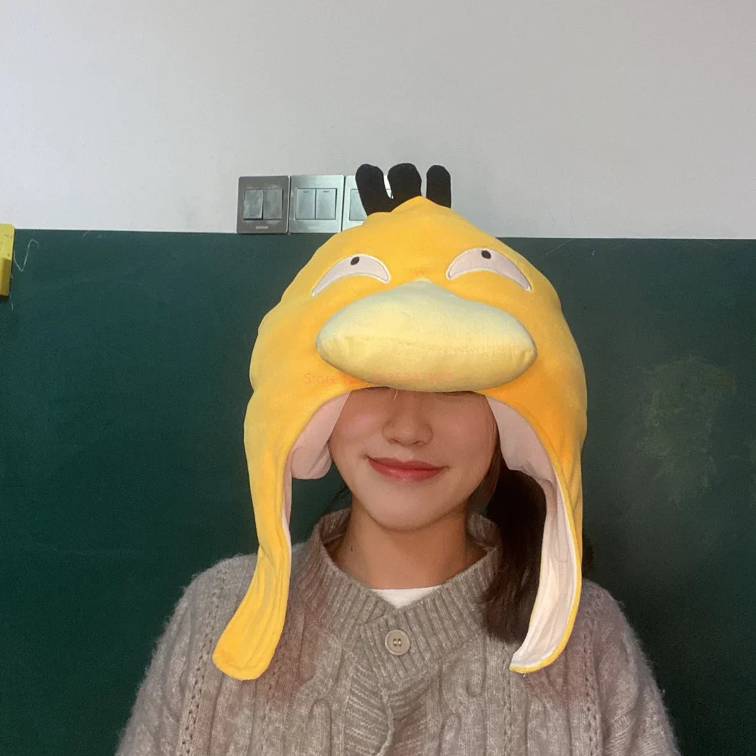Adorable Plush Psyduck Hat | Soft Yellow Duck Headgear