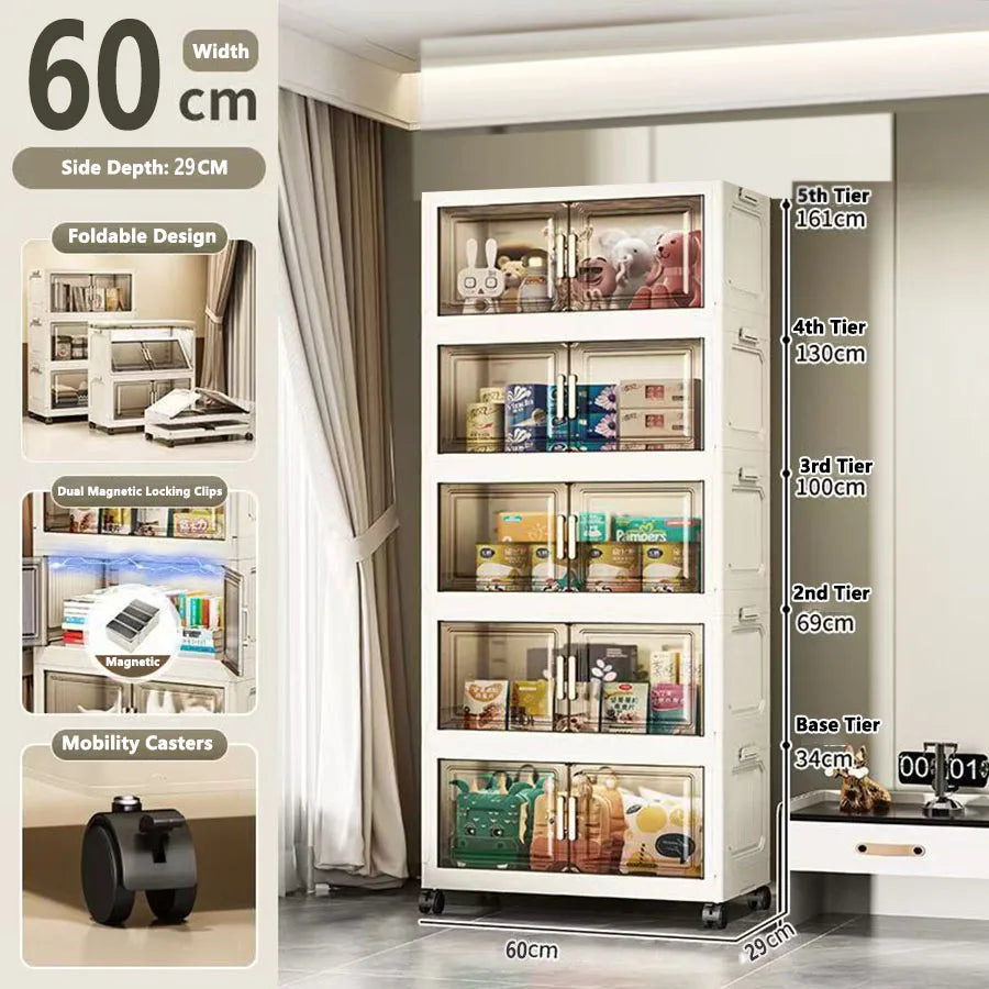 Folding Storage Cabinet - Versatile Toy & Snack Organizer for Home