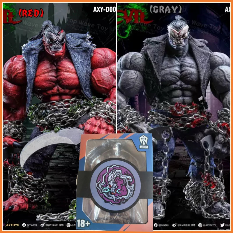 AXYTOYS 1/12 Scale Unpainted Demon Figure – Stunning Crimson Model