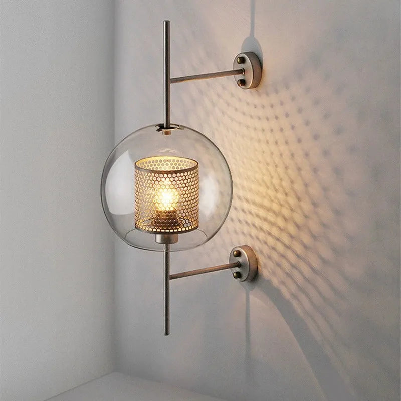 Nordic Minimalist Gold Wall Lamp with LED Glass Ball Design