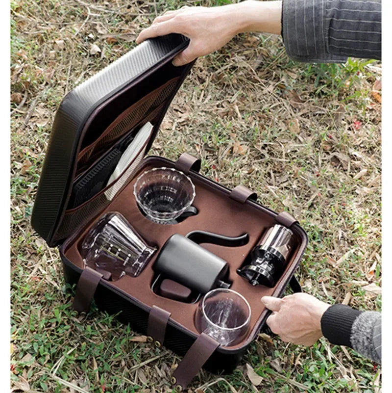 Portable Manual Coffee Grinder & Drip Kettle Set - Ideal for Camping