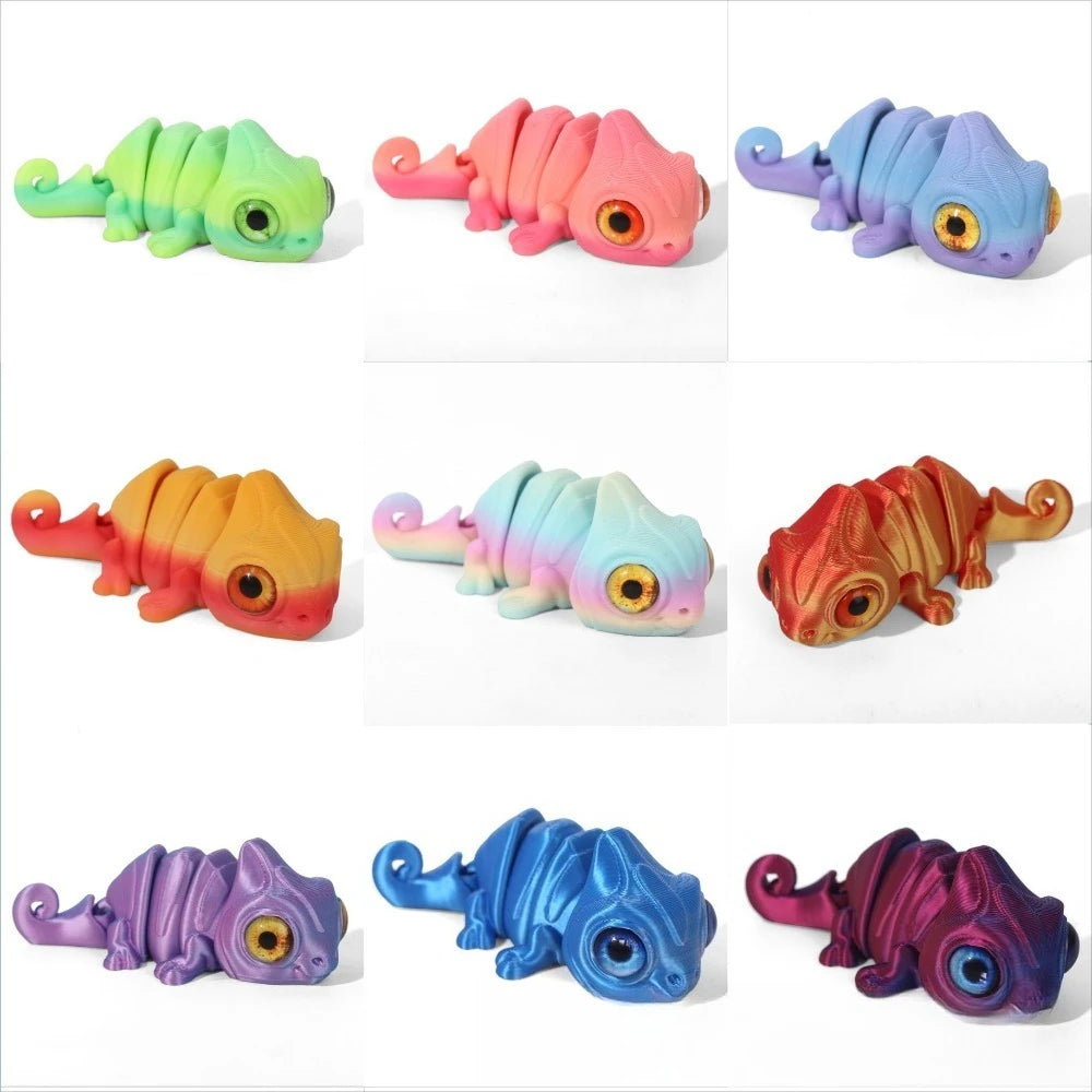 Multi-Joint 3D Printed Chameleon Figures - Unique Home Decor & Gift