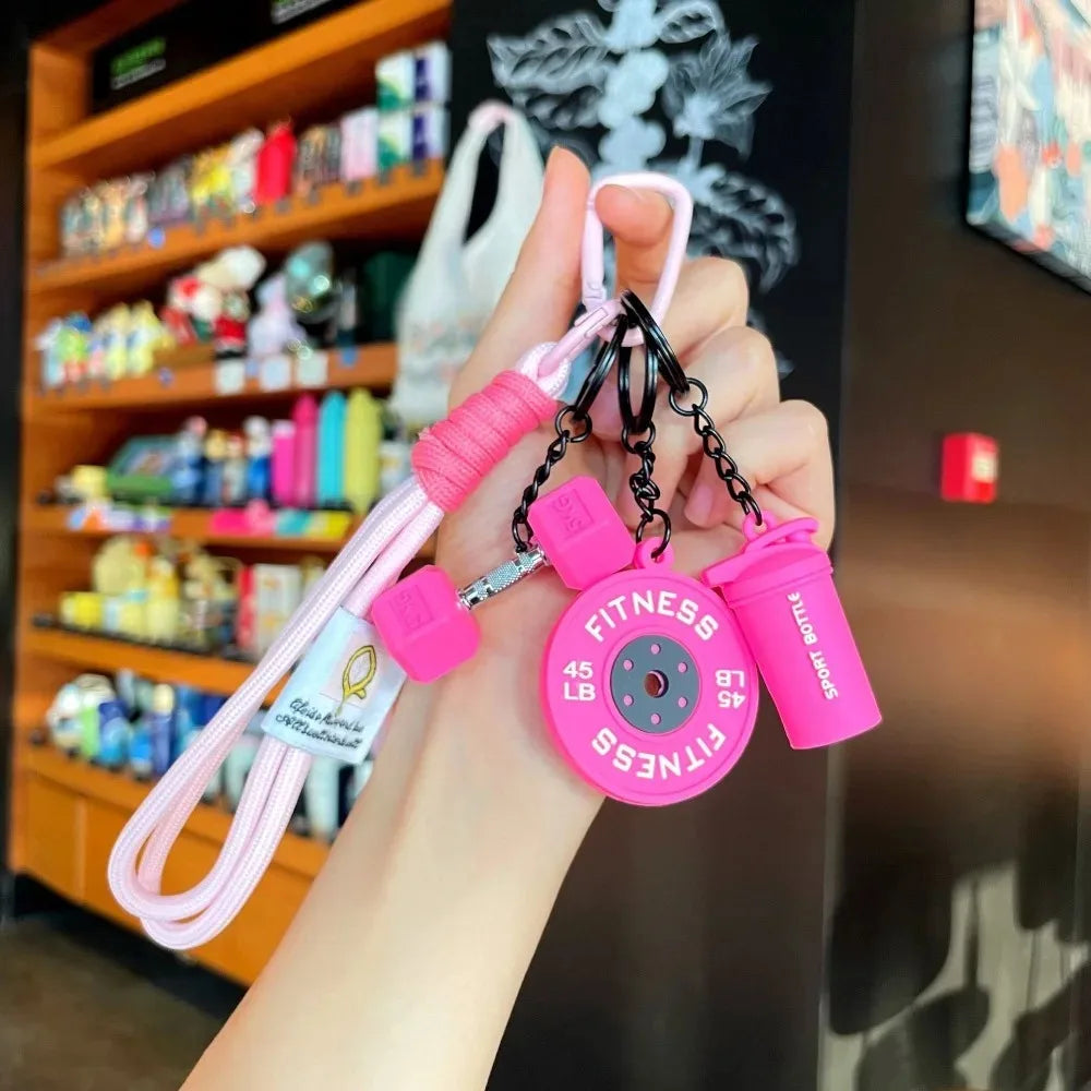 Mini Dumbbell Fitness Keychain - Hand-Woven Gym Lover Trinket