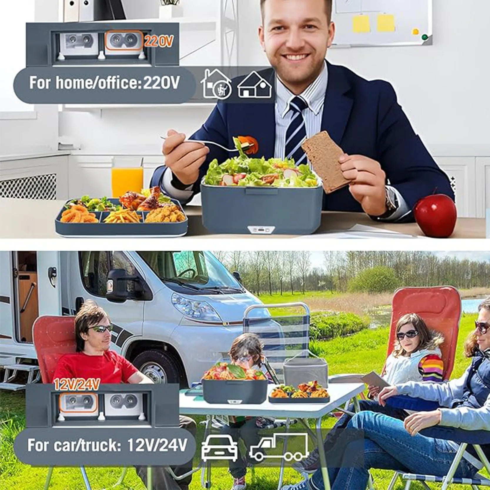 TINSOL 3.5L Electric Heated Lunch Box - Fast Heating for Meals on the Go