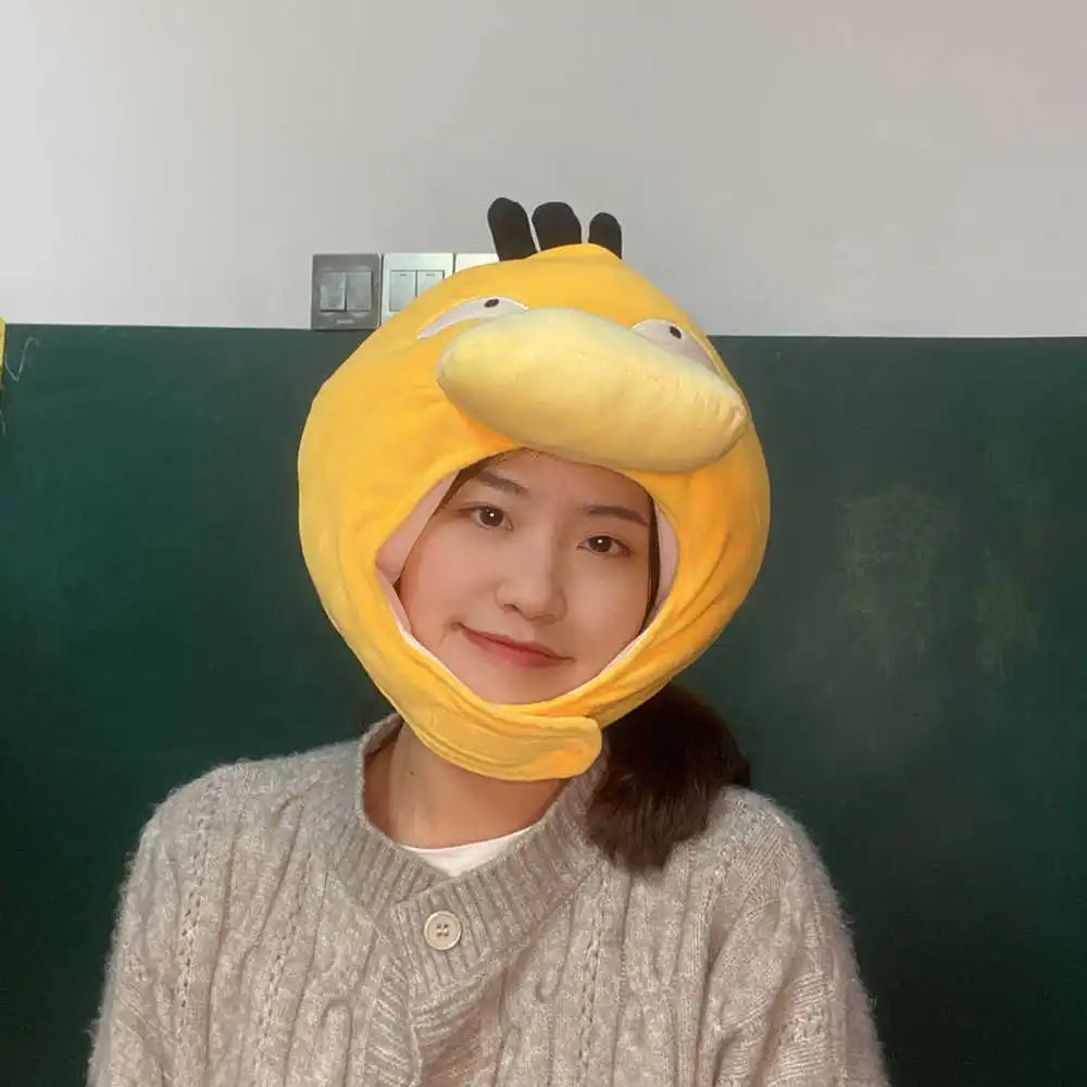 Adorable Plush Psyduck Hat | Soft Yellow Duck Headgear