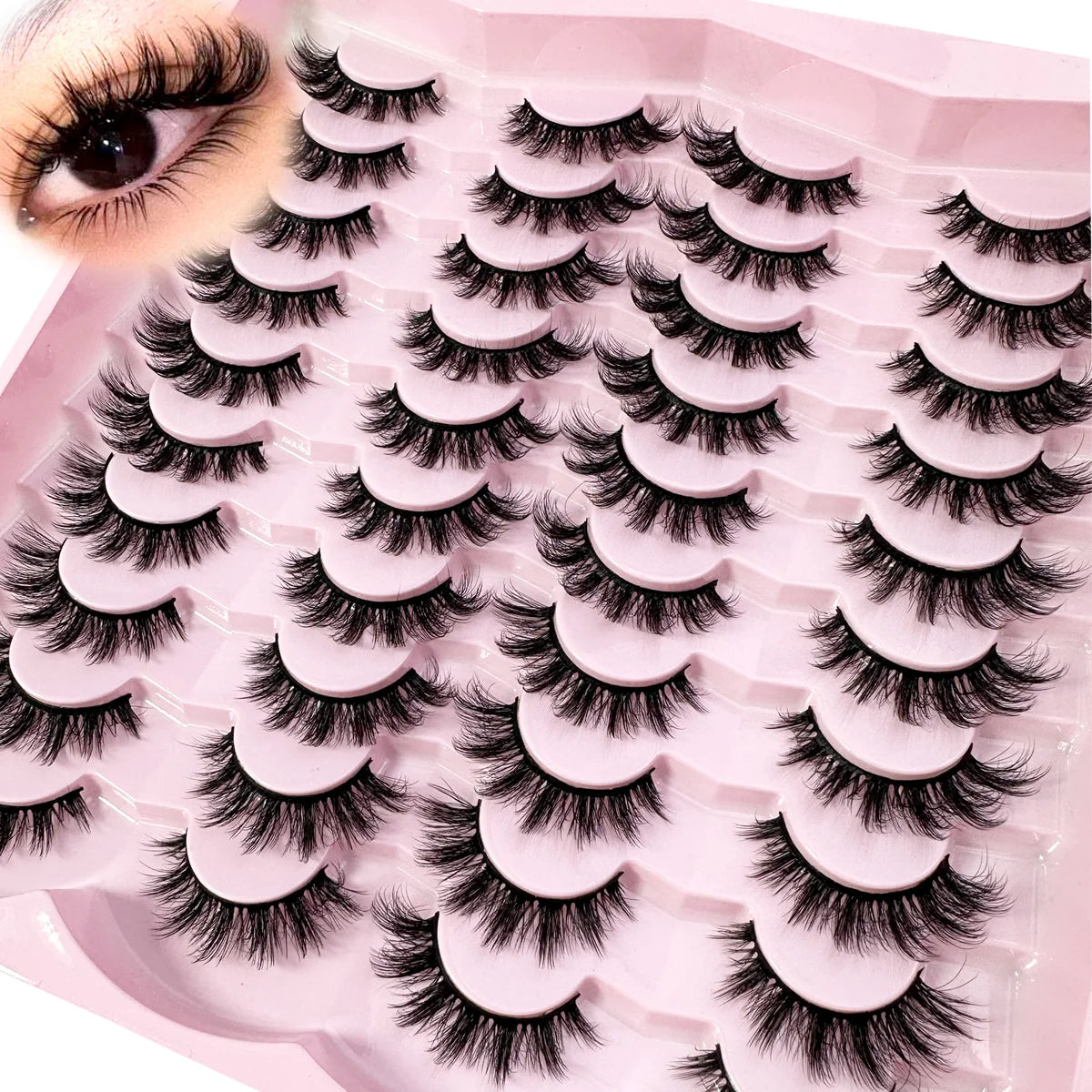 20 Pairs 5D Fluffy D Curl Lashes - Thick & Soft Cat Eye Extensions