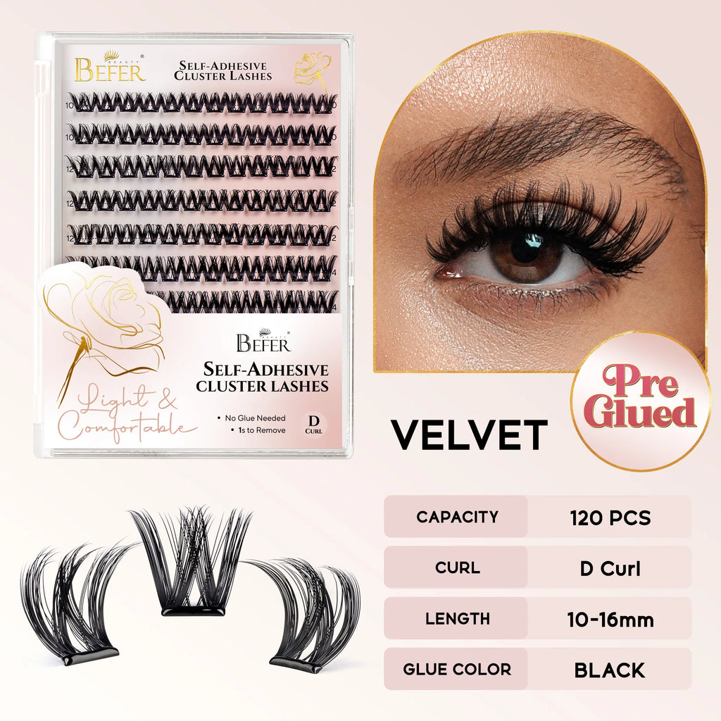 Befer No-Glue Self-Adhesive Lash Clusters - 120 Fluffy Eyelashes