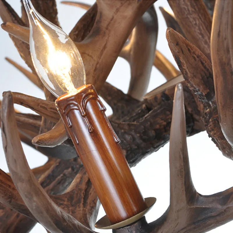 Vintage Deer Horn Pendant Light - Industrial Antler Chandelier