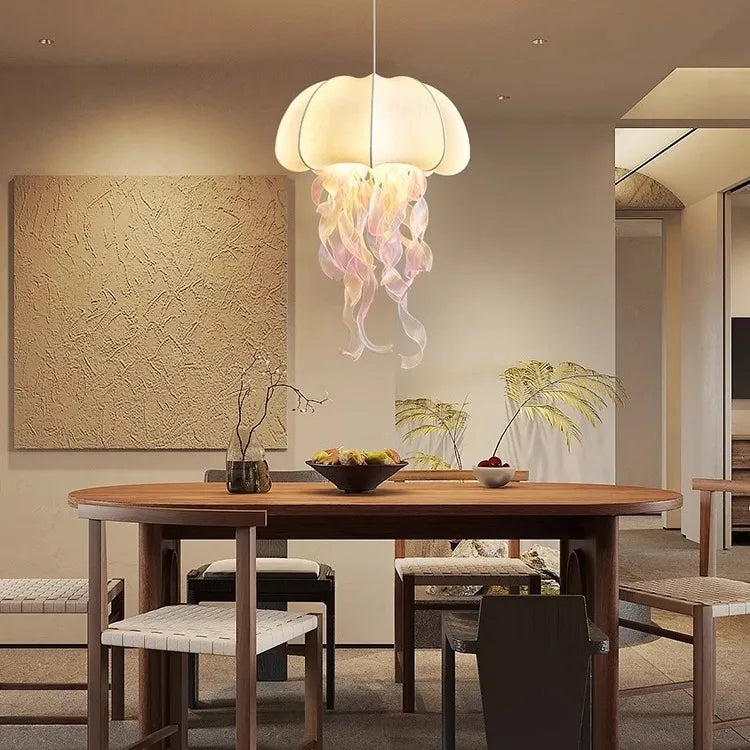 Elegant Silk Jellyfish Pendant Chandelier for Bedroom & Bar