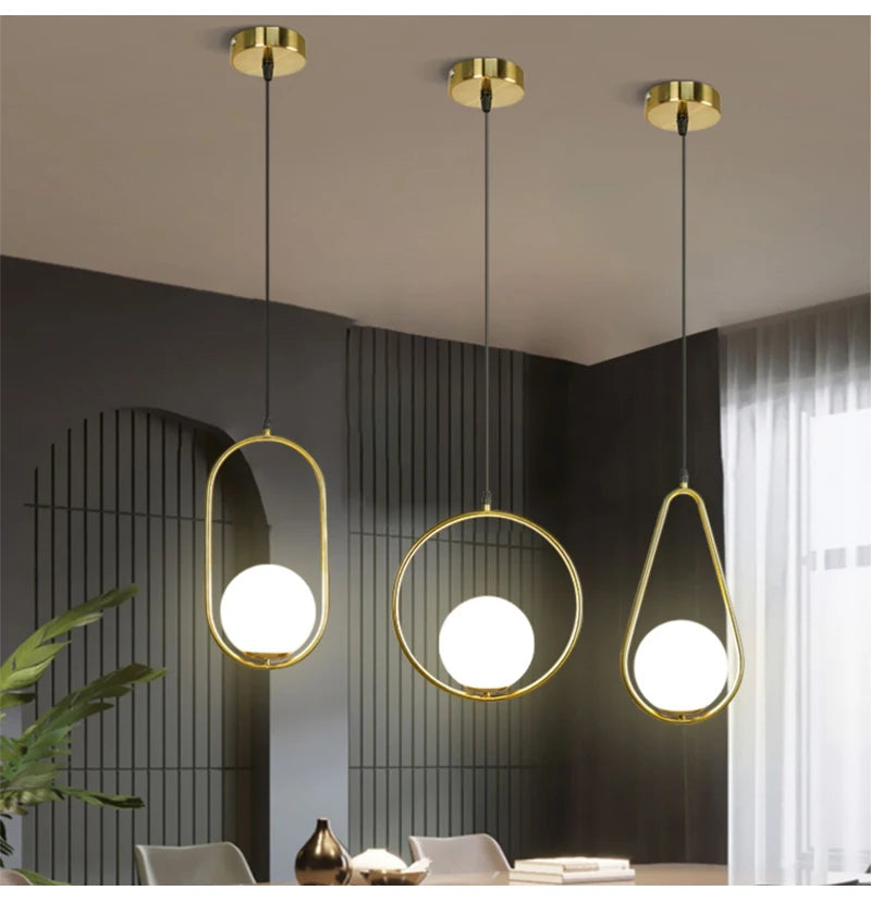 Modern Nordic Glass Ball Pendant Light - Elegant Brass & Black Design