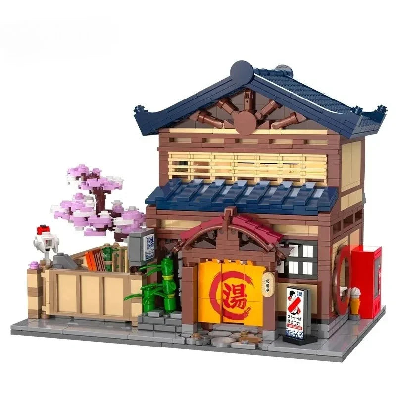 Japanese Bathhouse Building Set - 1249 Pieces Modular Architecture