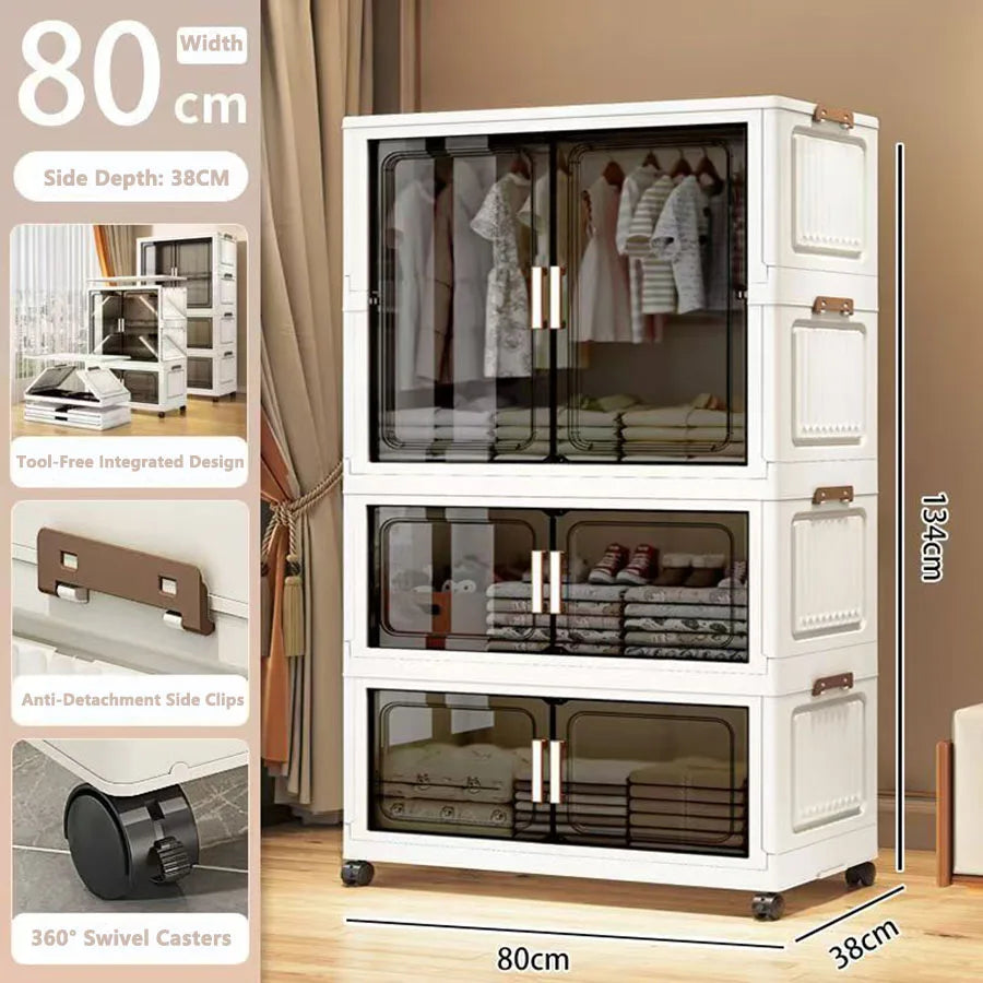 Folding Storage Cabinet - Multi-Use Organizer for Home & Kitchen