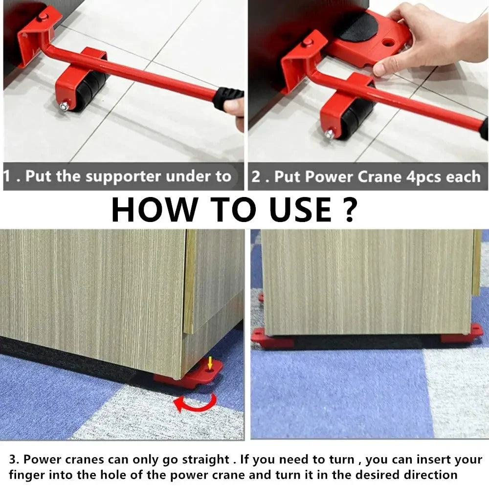 Heavy-Duty Furniture Mover Tool Set - Easy Transport Lifter with Rollers