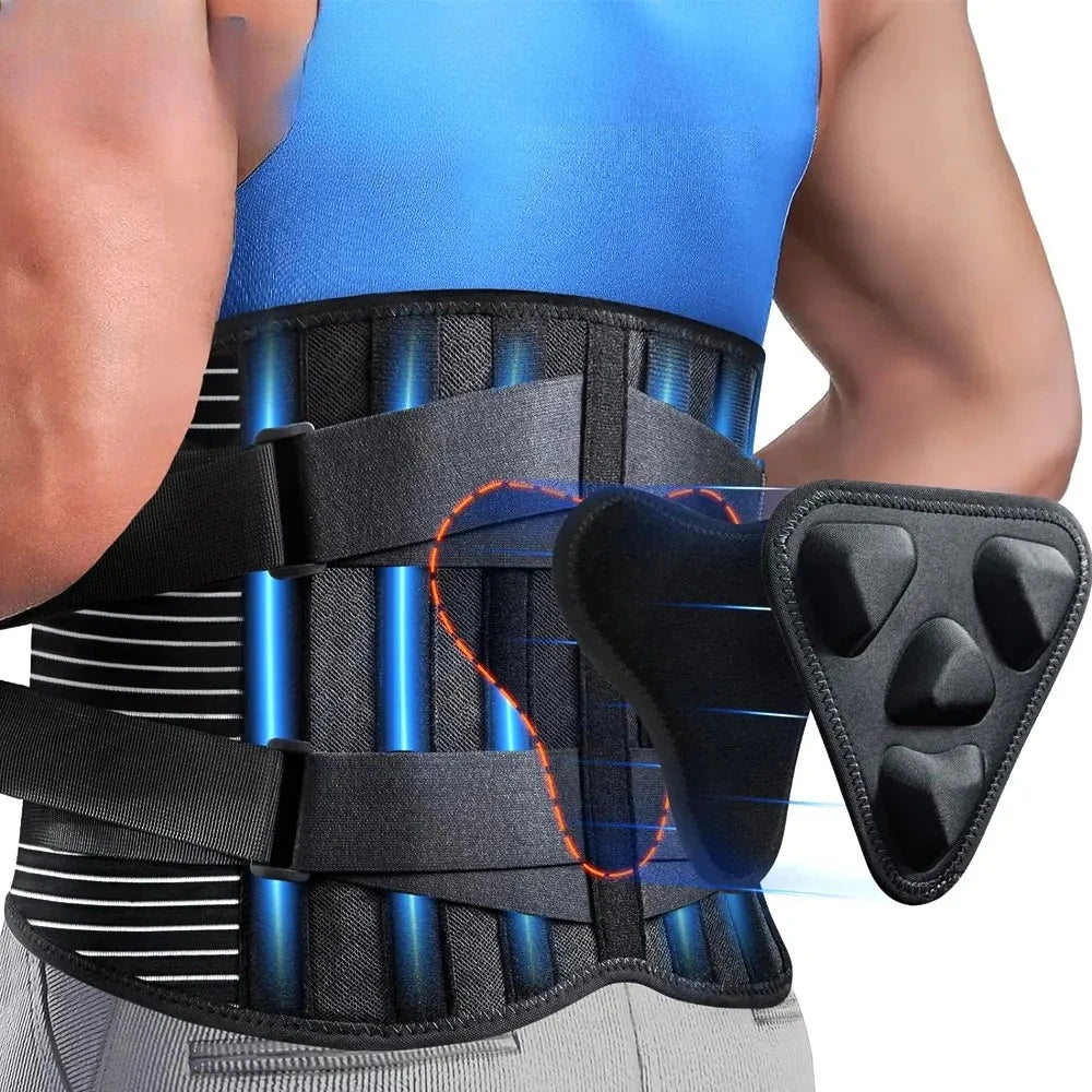 Adjustable Black Lumbar Support Brace for Lower Back Pain Relief