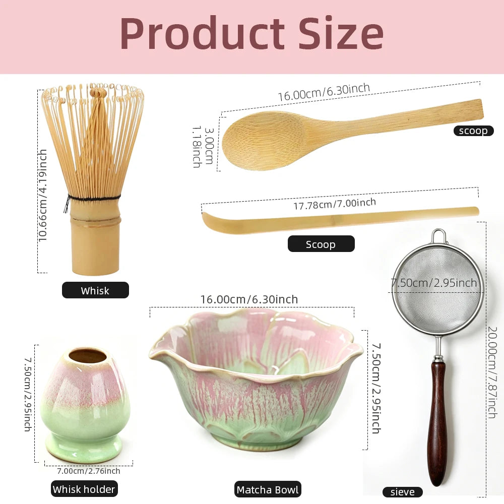 6PCS Elegant Japanese Matcha Tea Set - Bowl, Whisk & Scoop Tools