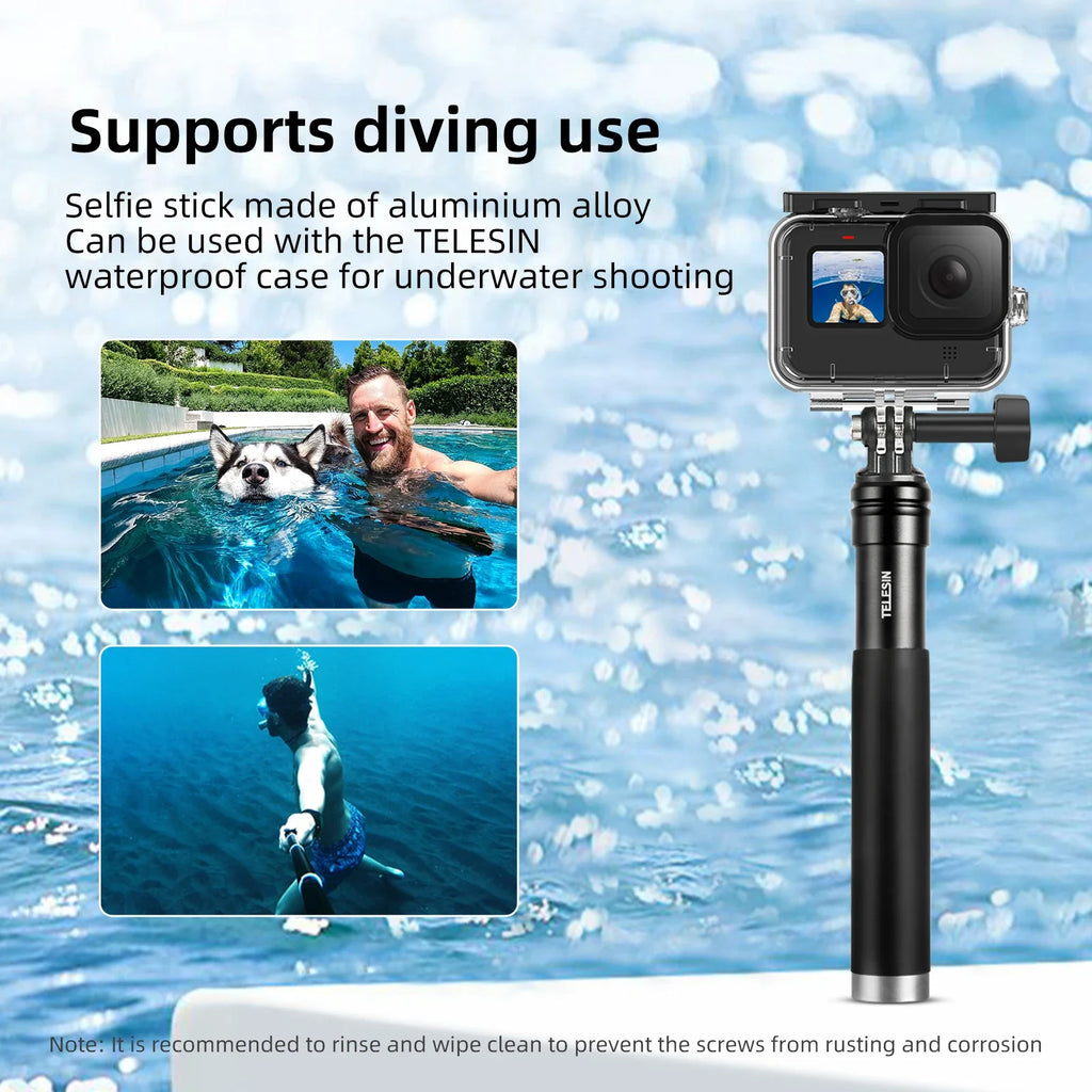 TELESIN 360° Selfie Stick Tripod for Action Cameras & Smartphones