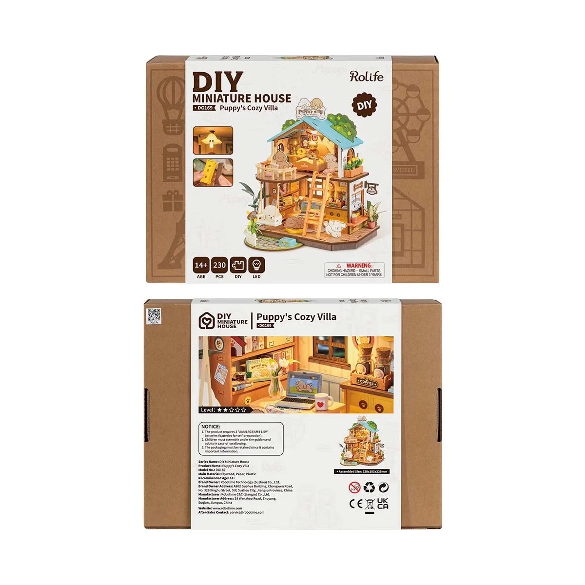 Robotime DIY Puppy Cozy Villa Miniature House Kit for All Ages
