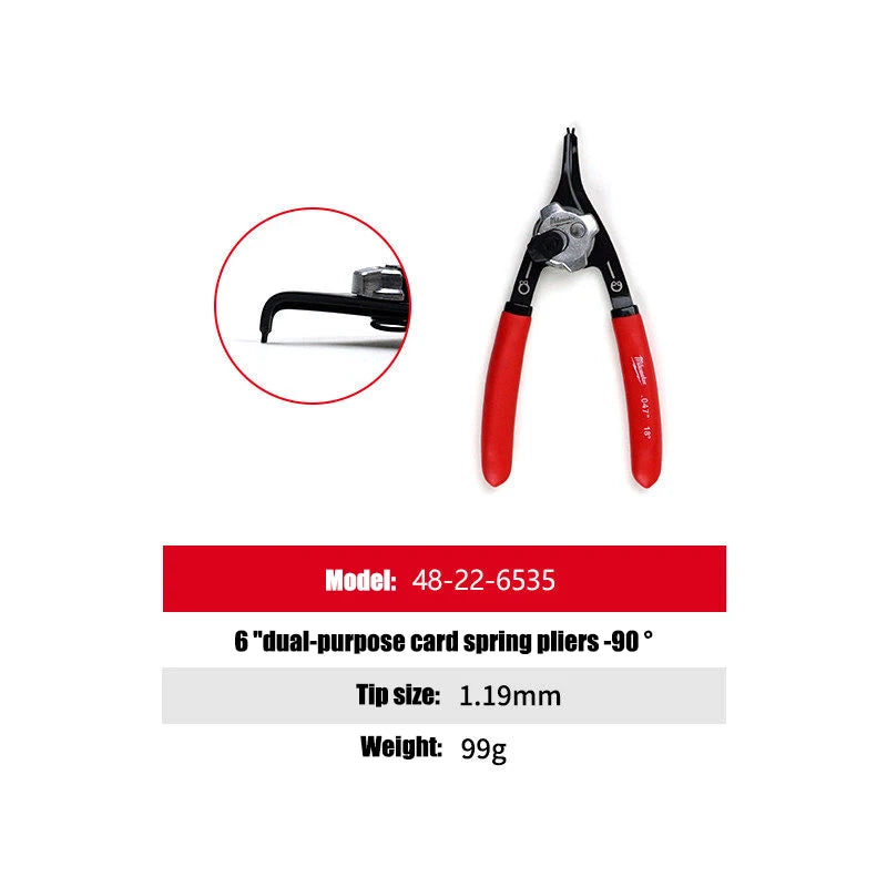 Milwaukee Convertible Snap Ring Pliers - 6-inch 90°/18° Precision Tool