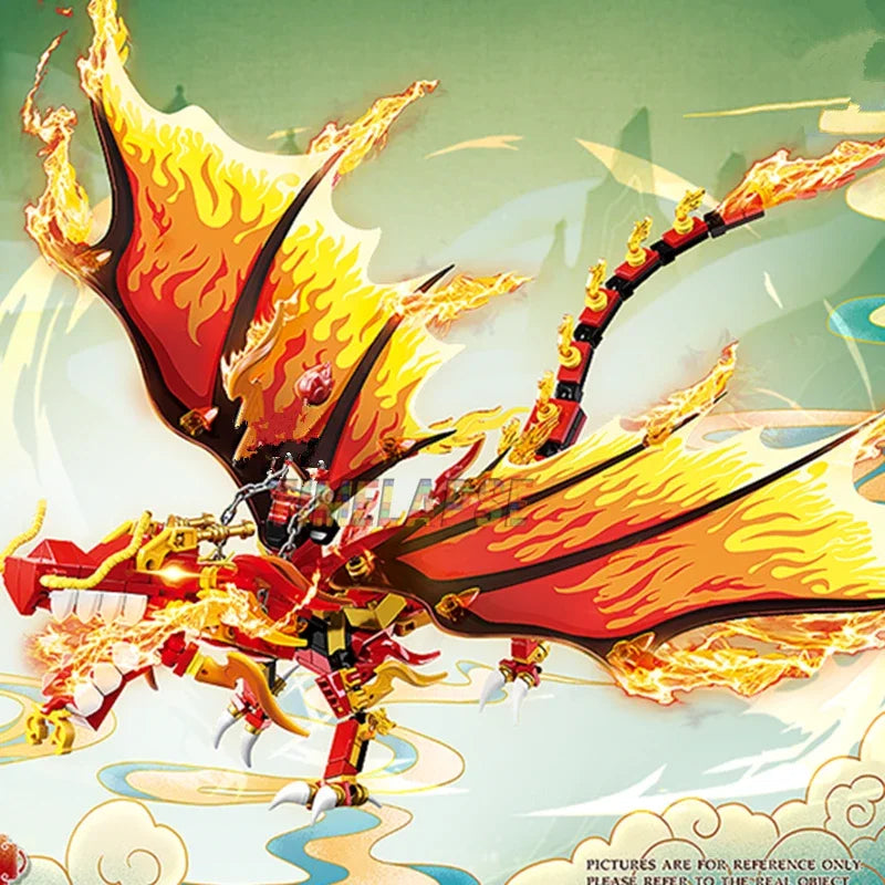 Flame Dragon Ninja Building Blocks - 2-in-1 Puzzle Game for Kids & Adults