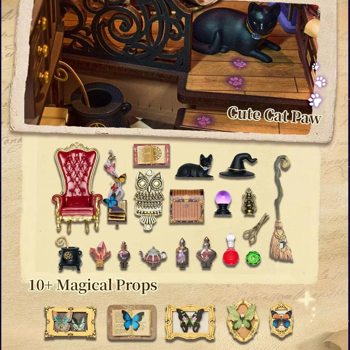 DIY 3D Wooden Book Nook Puzzle Kit with Lights for Creative Crafting