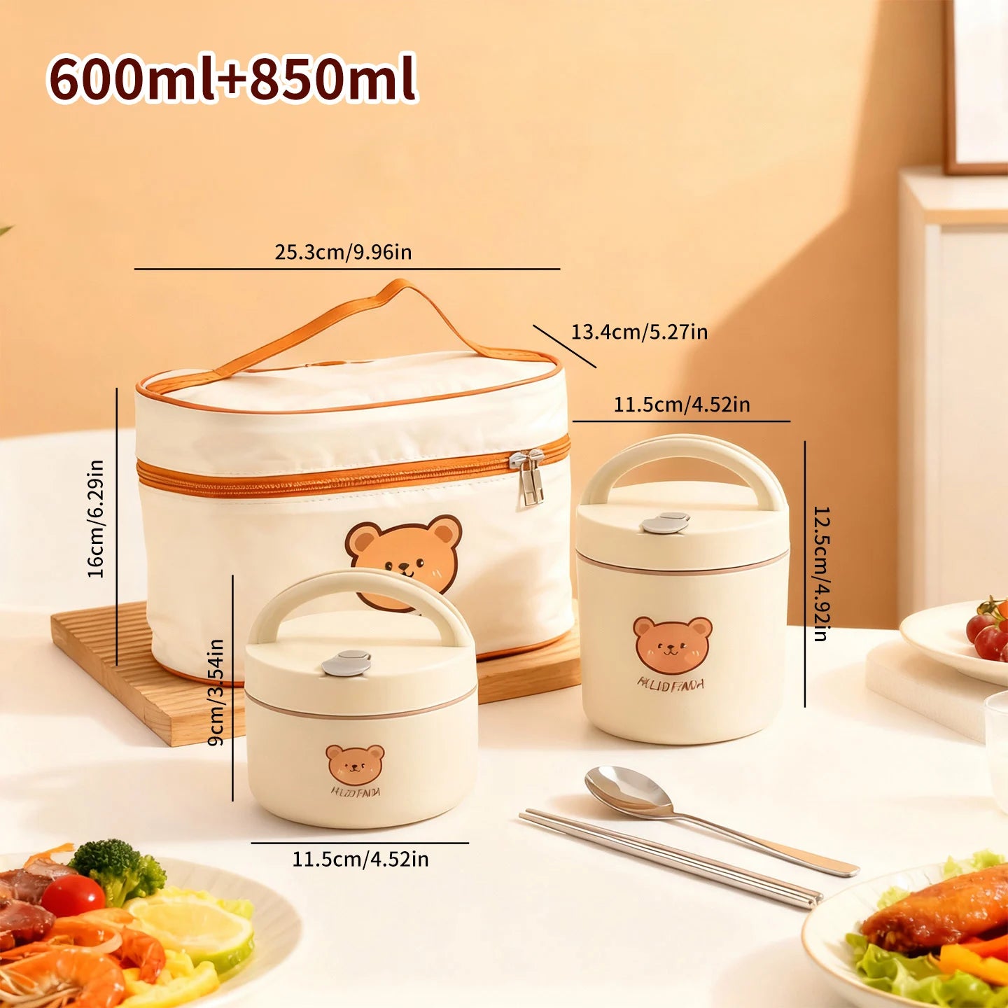 Double-Layer Insulated Stainless Steel Kids Bento Lunch Box