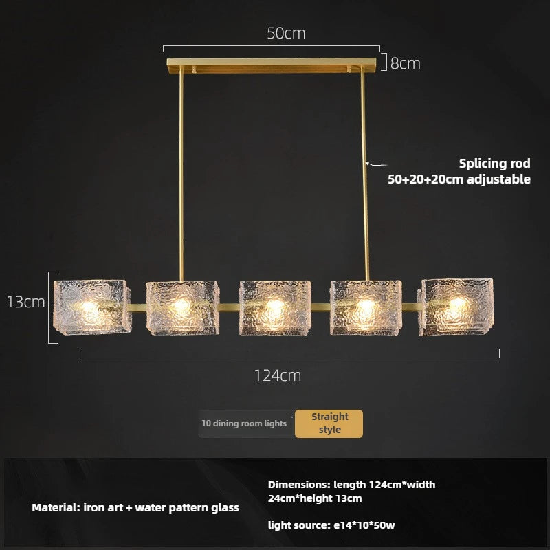 Elegant E14 Chandelier - Luxurious Copper & Textured Glass Design