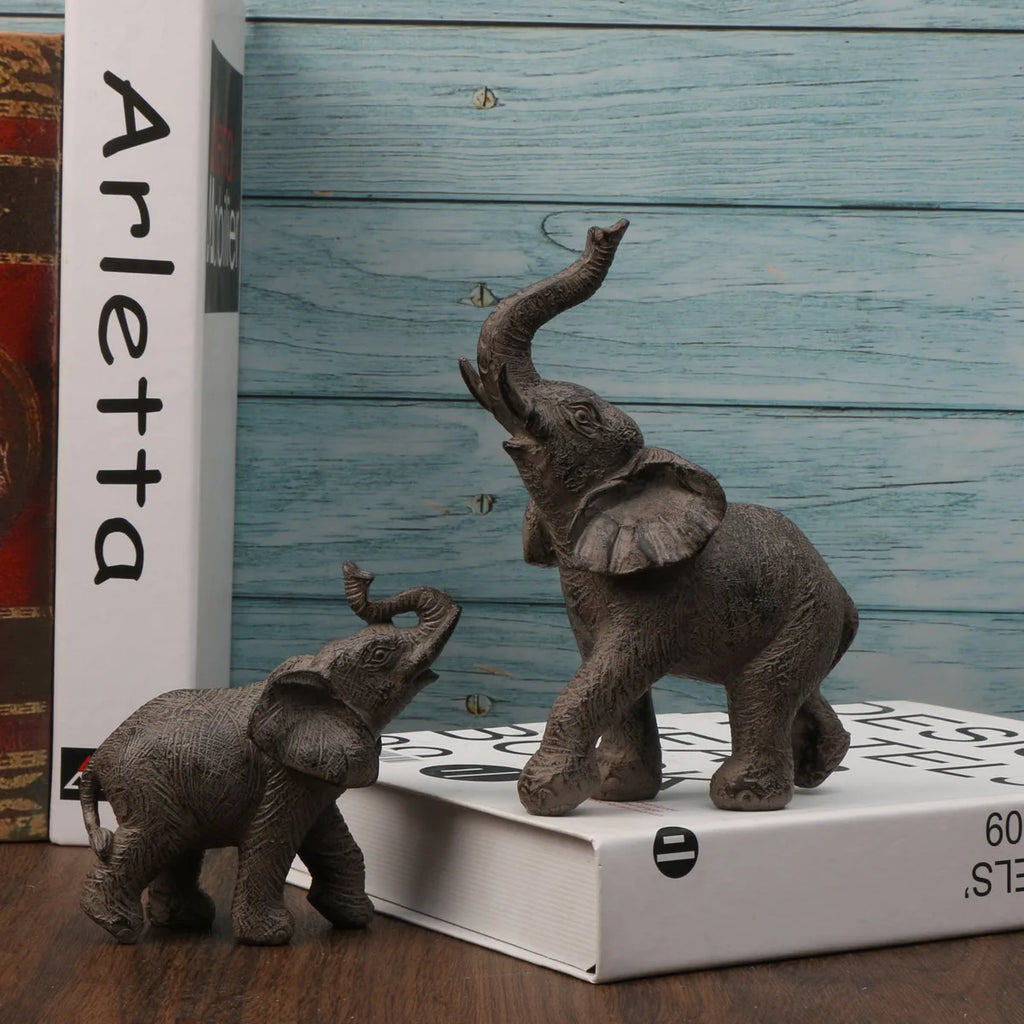 Elegant Elephant Statues for Home & Office Decor - Set of 2