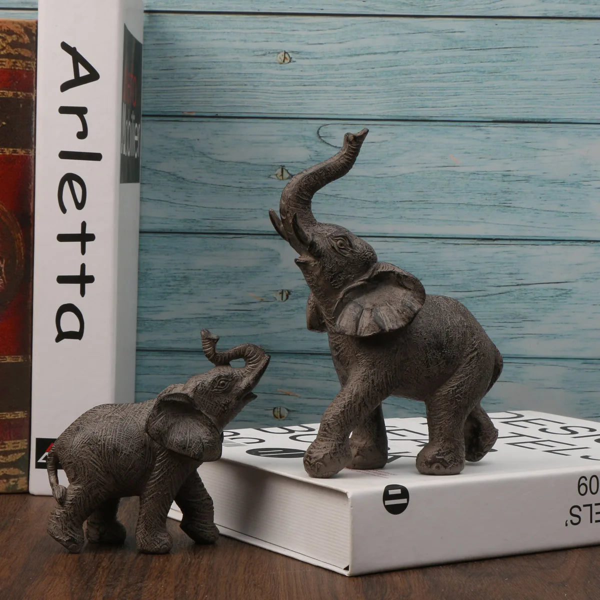 Elegant Elephant Statues for Home & Office Decor - Set of 2