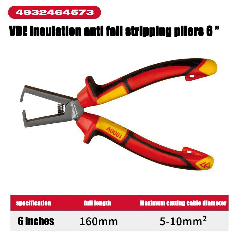 Milwaukee 6-Inch VDE Insulated Wire Stripping Pliers - Durable & Safe