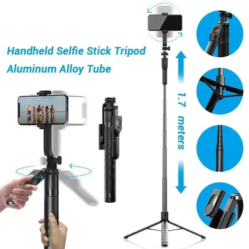 1.7M Wireless Selfie Tripod - Stable Shooting for Action Cameras & Smartphones