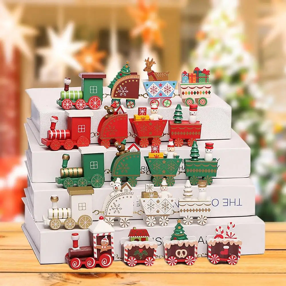 Charming Wooden Christmas Train Ornament for Festive Home Decor