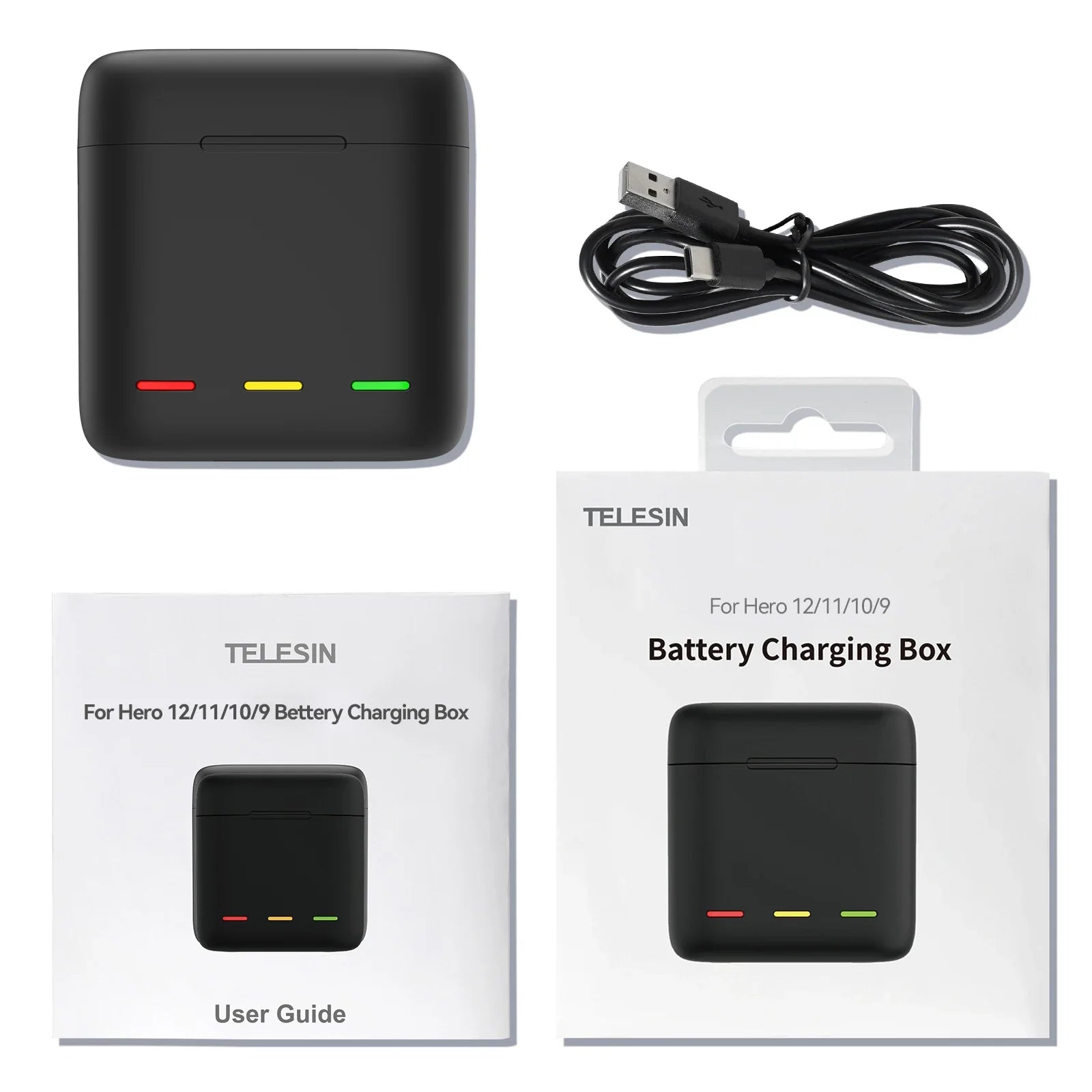 TELESIN Fast Charging Charger for GoPro Hero 12/11/10/9 - Power Up!