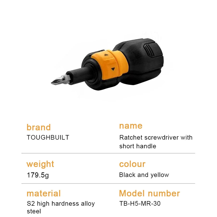 TOUGHBUILT Multi-Bit Ratcheting Screwdriver 9-Piece Set