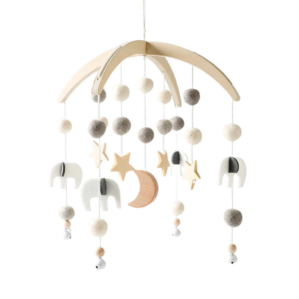 Wooden Baby Mobile Rattle Toy for Newborns - 0-12 Months